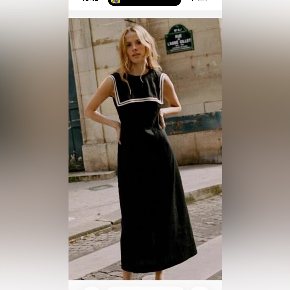 Black Linen Sailor Dress Size Medium